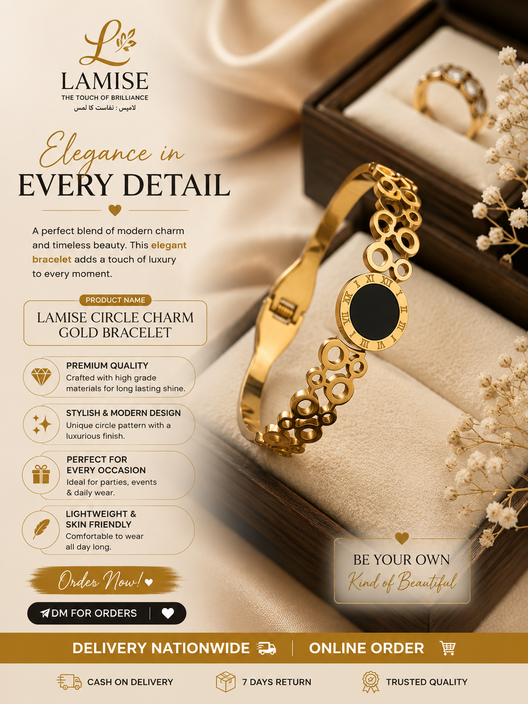 The Golden Circle Charm Statement Bracelet