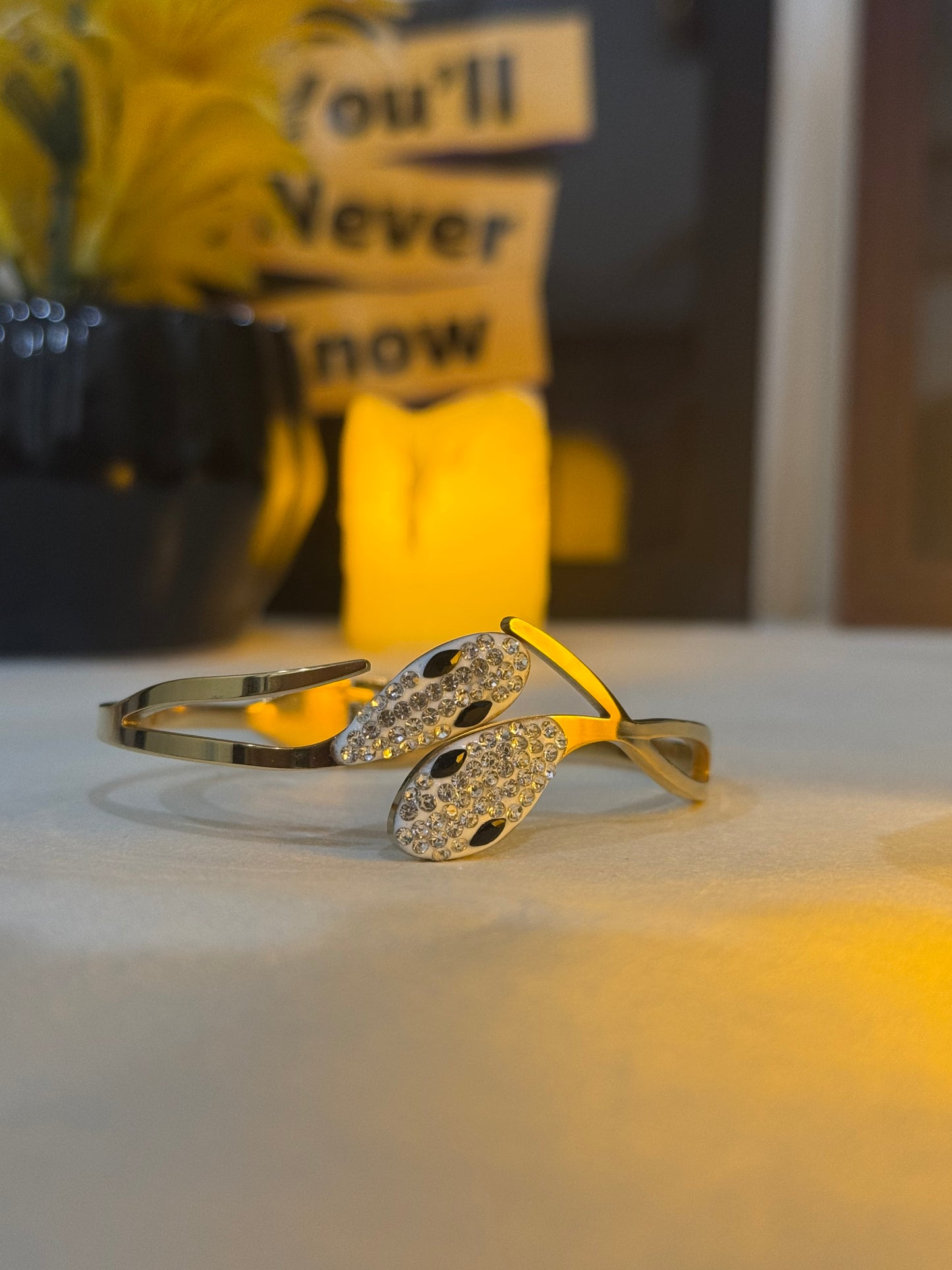 Lamise Snake Gold Bracelet | Royal Serpent Gold Encrusted Bracelet