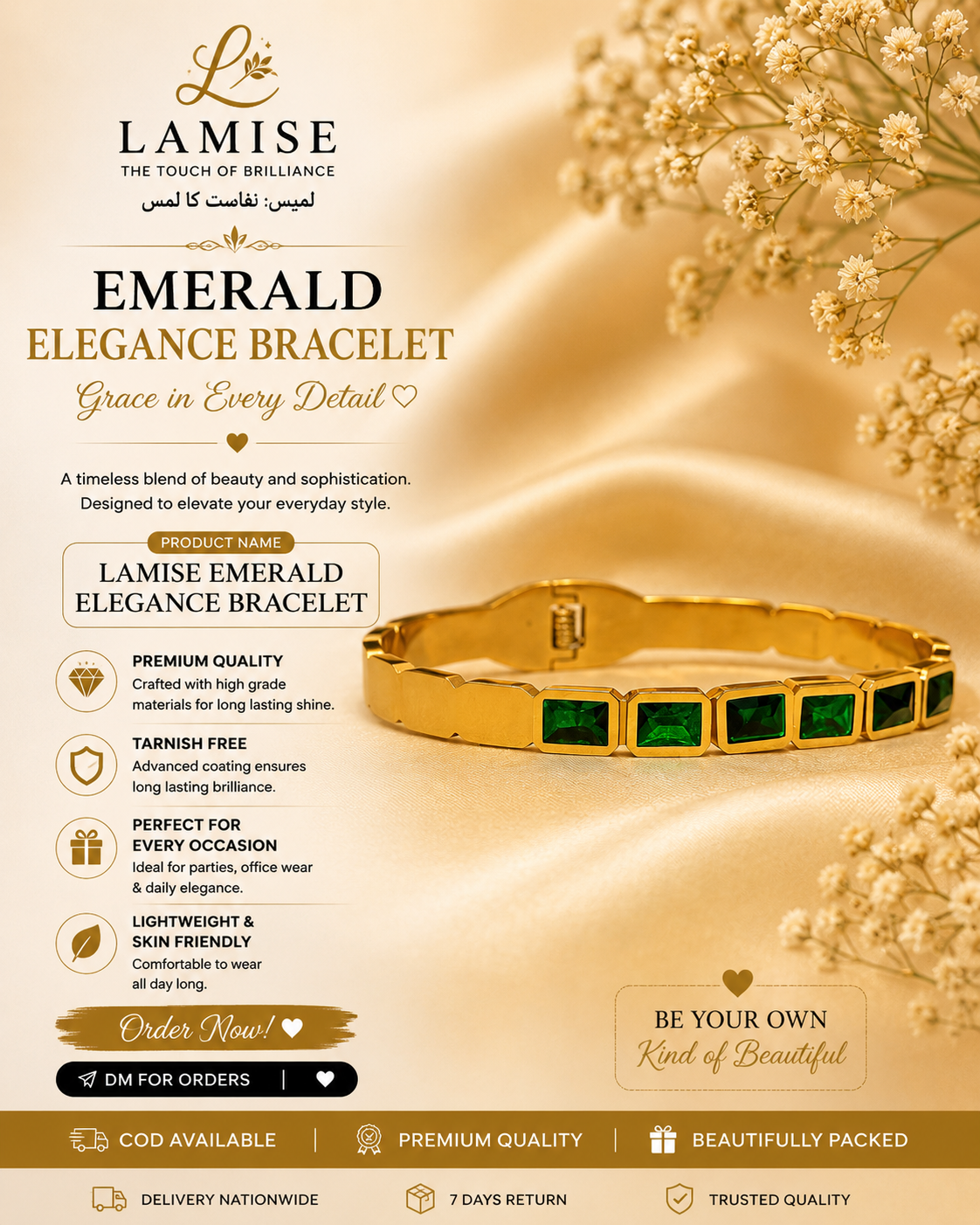 Lamise Emerald Elegance Bracelet