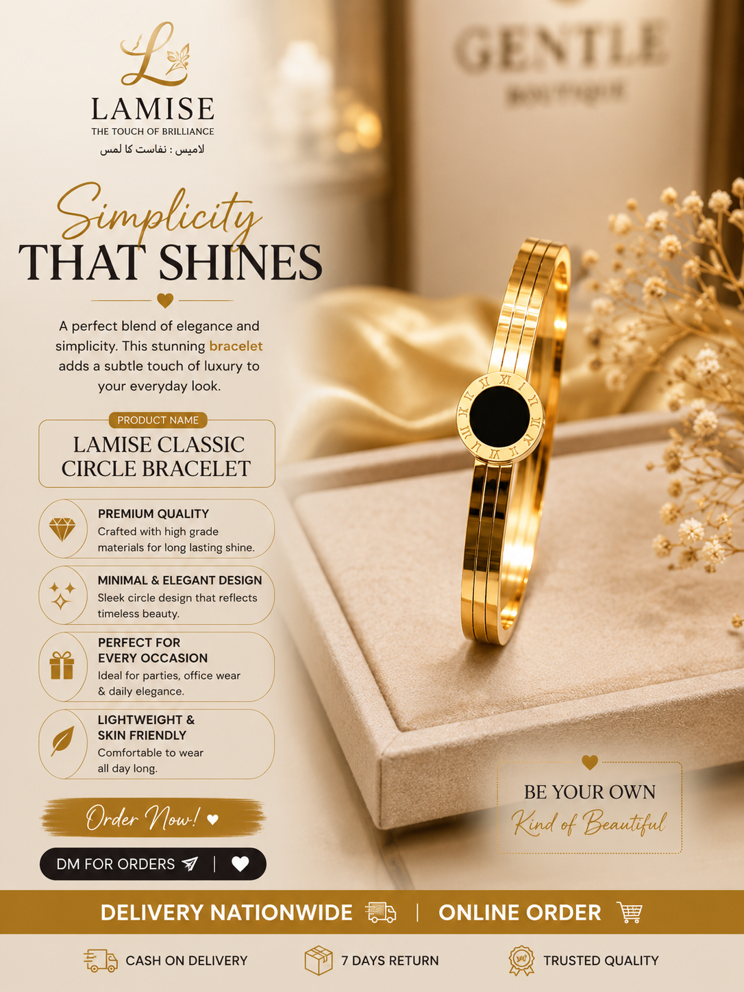 Lamise Classic Circle Bracelet | Minimalist Roman Circle Bangle