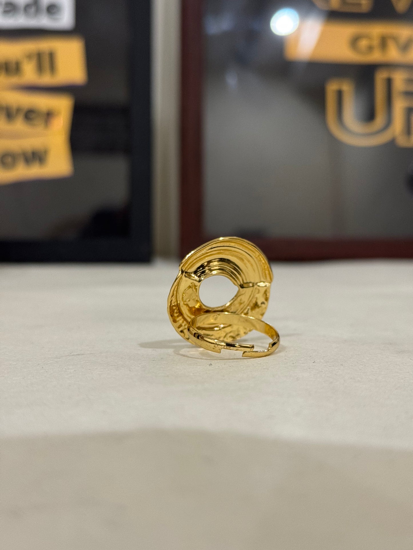 Lamise Golden Texture Ring